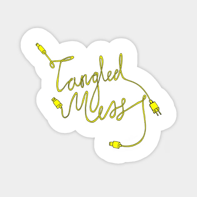 Tangled Mess Yellow Sticker by LukeHarding